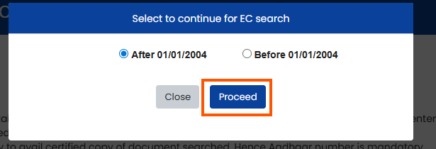 EC period selection dialog — After 01/01/2004 selected